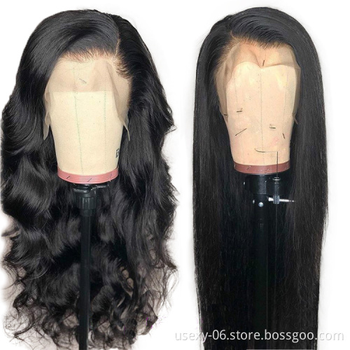 Top Selling Raw Indian 13*4 Lace Front Wig Human Hair Body Wave Single Donor Indian Virgin Hair Lace Frontal Double Drawn Wig